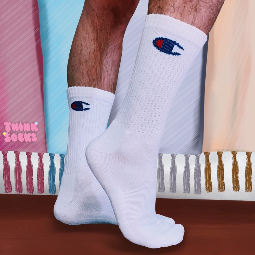 White Cushioned Champion Crew Socks